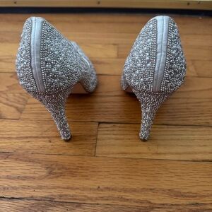 David's Bridal Silver Rhinestone Heels